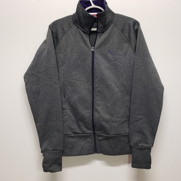 Puma Track Jacket Womens Large Full Zip Long Sleeve Gray Activewear - Picture 1 of 16